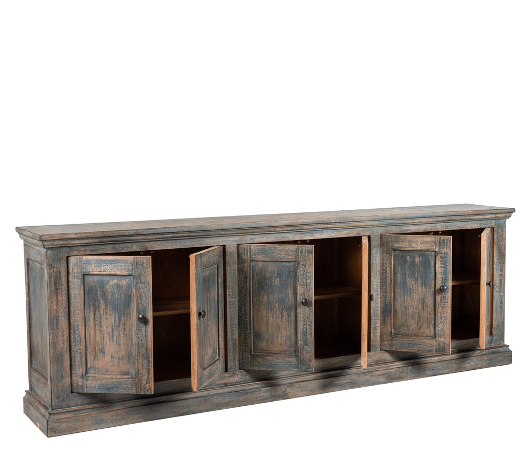 Buffet Mira 6 portes - Bleu antique